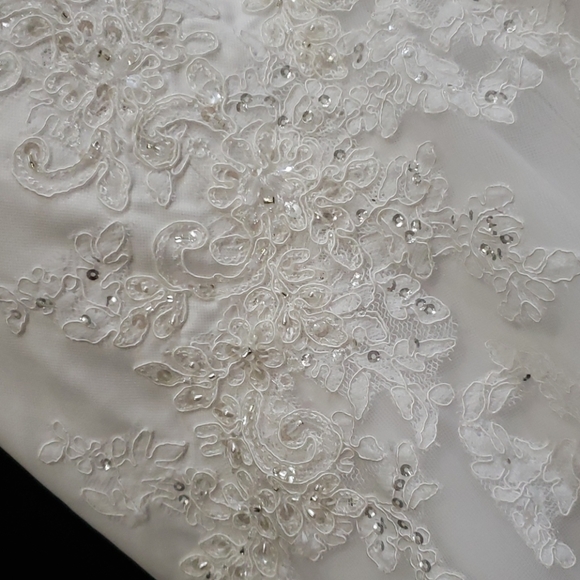 David’s Bridal Wedding Dress Open back & Long Train Woman Size 10 - Picture 8 of 16